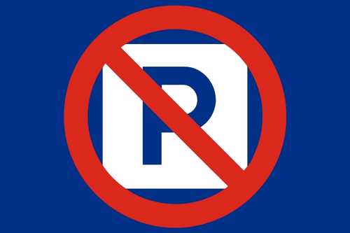 A crossed through parking sign icon